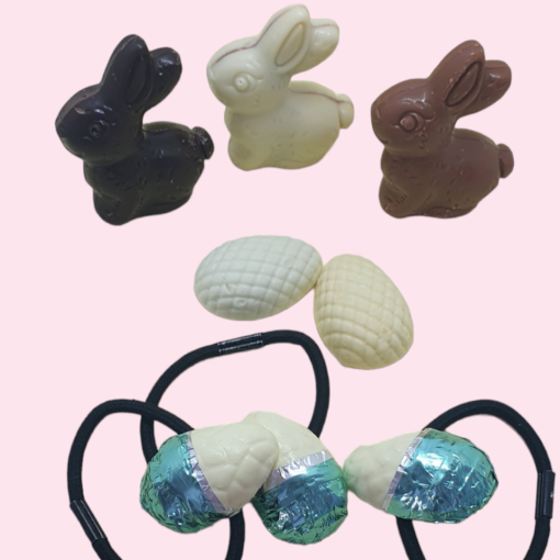 Haarelastiek paasei wit/blauw