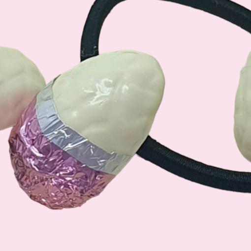 Haarelastiek paasei wit/roze