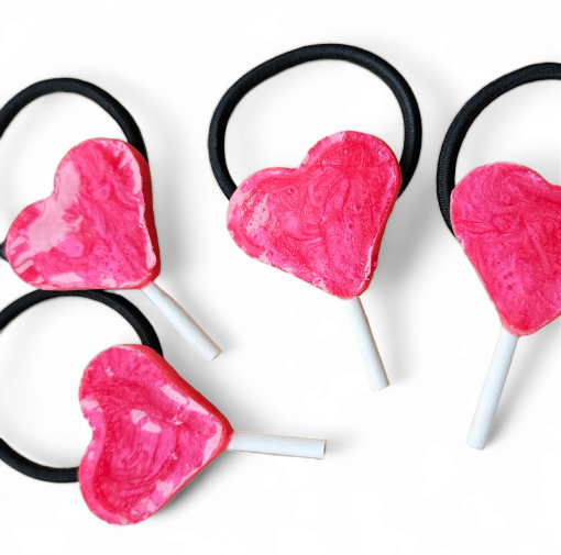 Haarelastiek hartjes lolly