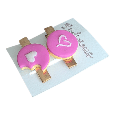 Haarknipje set roze koeken